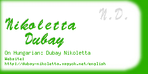 nikoletta dubay business card